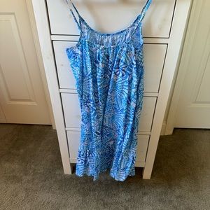 EUC Lilly Pulitzer Jaydan Linen Dress in Amalfi Blue By the Seashore. Sz. XS.